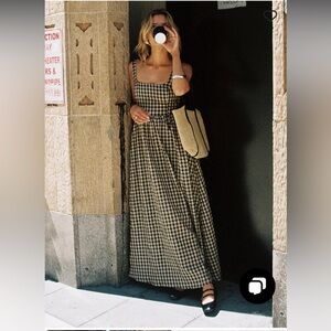 Princess Polly CARTMEL CHECK MAXI DRESS BLACK / CREAM